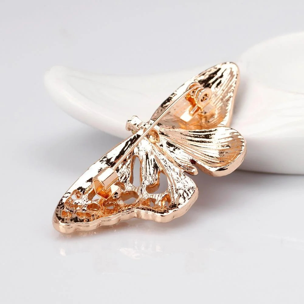 Elegant Enamel Butterfly Brooch With Rhinestone Alloy Wings, Women's Lapel Pin Corsage Suit Accessory Gift