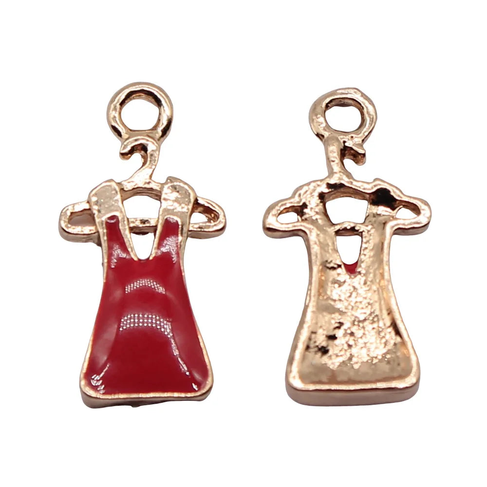 22x11mm 1.3g Red Finish Zinc Alloy Dress Charm Pendant for Bracelet Necklace DIY Jewelry Making
