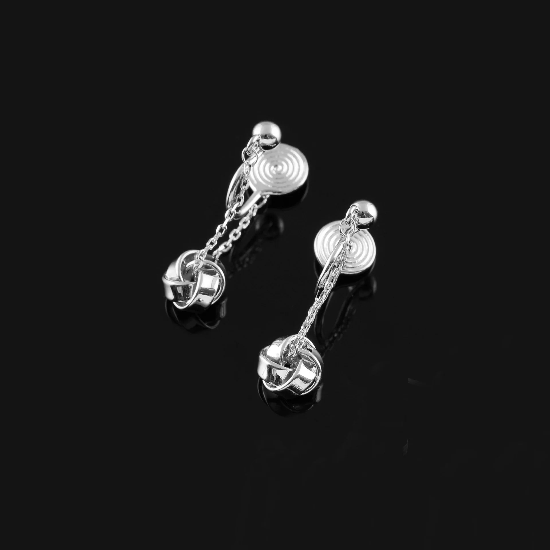 Elegant Gold Alloy Ball Chain Tassel Spiral Disc Stud & Clip On No Piercing French Drop Earrings