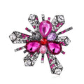 Vintage Pink Acrylic Gem Flower Brooch With Rhinestone Alloy Burst Design, Elegant Lapel Pin Gift