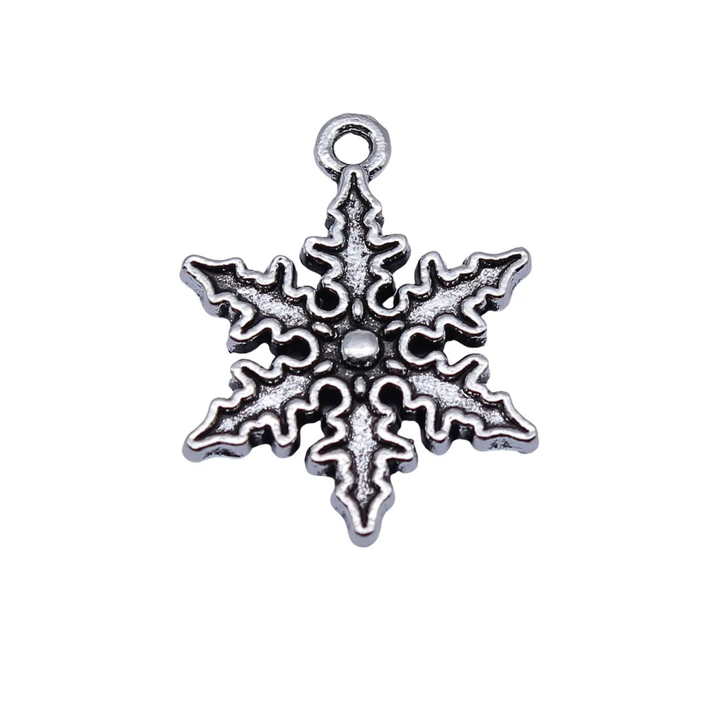 25x19mm 2.3g Antique Silver Zinc Alloy Snowflake Charm Pendant for DIY Winter Jewelry Making