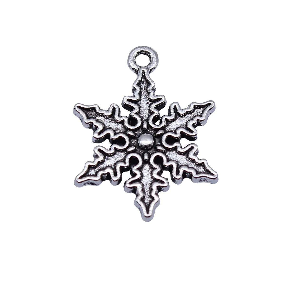 25x19mm 2.3g Antique Silver Zinc Alloy Snowflake Charm Pendant for DIY Winter Jewelry Making