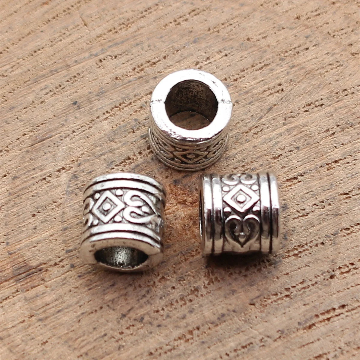 7.6x7.6x7mm 1g Multicolor Zinc Alloy Diamond Heart Pattern Large Hole Spacer Beads for DIY Bracelets