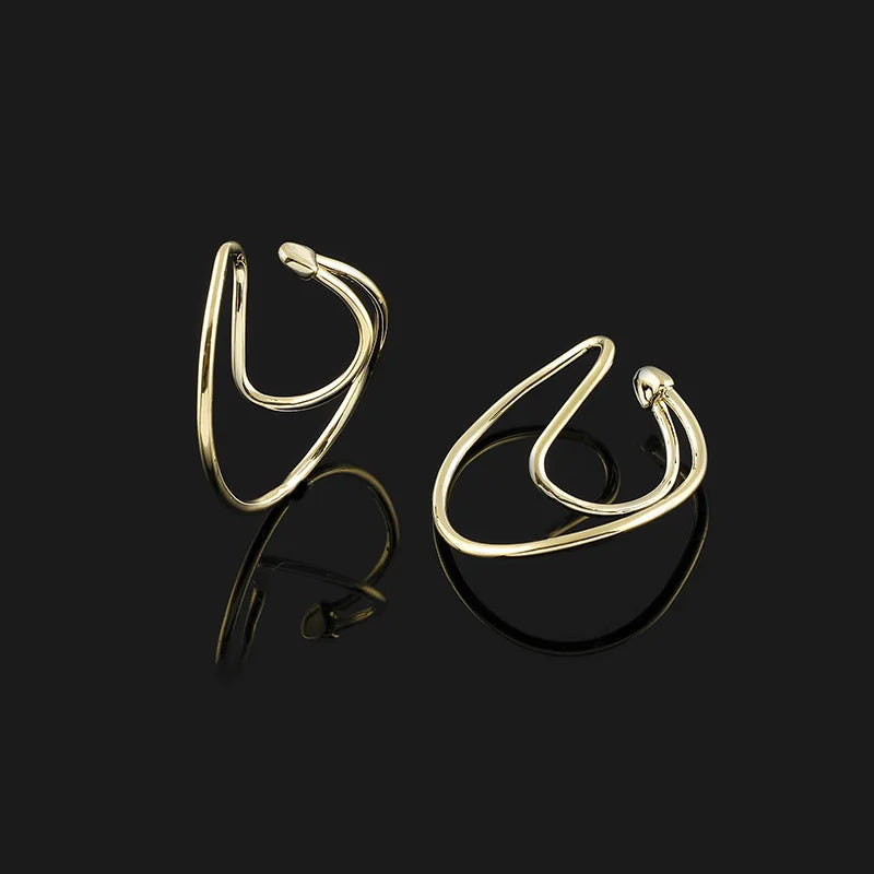 Elegant Alloy Horseshoe Hoop Ear Cuff Stud & Clip On No Piercing Statement Ear Bone Earrings