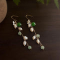 Natural Freshwater Pearl Stone Long Tassel Flower Leaf Drop Earrings New Chinese Vintage Jewelry