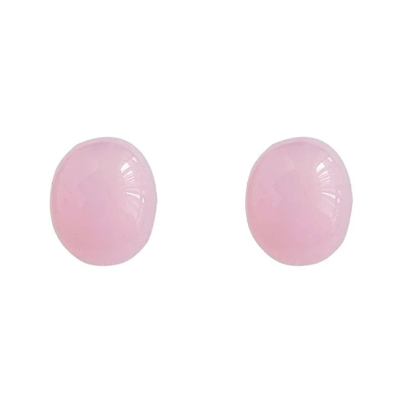 Sweet Pink Resin Geometric Oval Drop Earrings Minimalist Cute Spring Style Jewelry