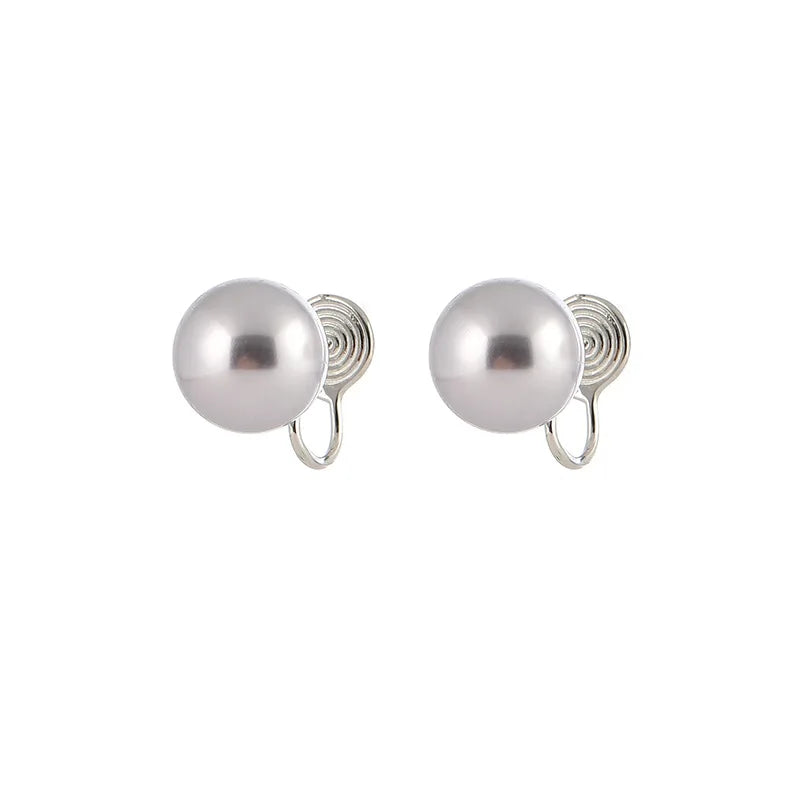 Elegant Spiral Coil Alloy Light Purple Pearl Stud & Clip On No Piercing Versatile Fashion Earrings