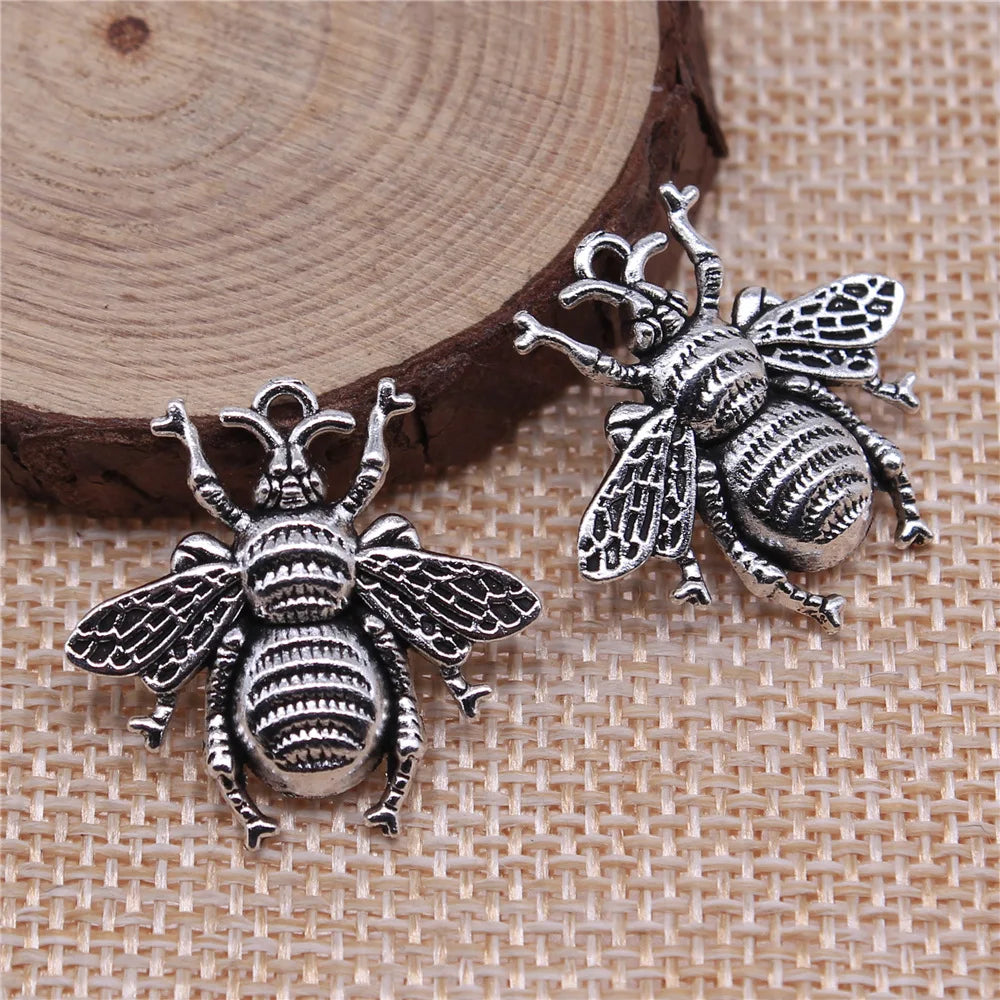 25x25mm 1.9g Multicolor Zinc Alloy Bee Charm Pendant for DIY Bracelet Necklace Making