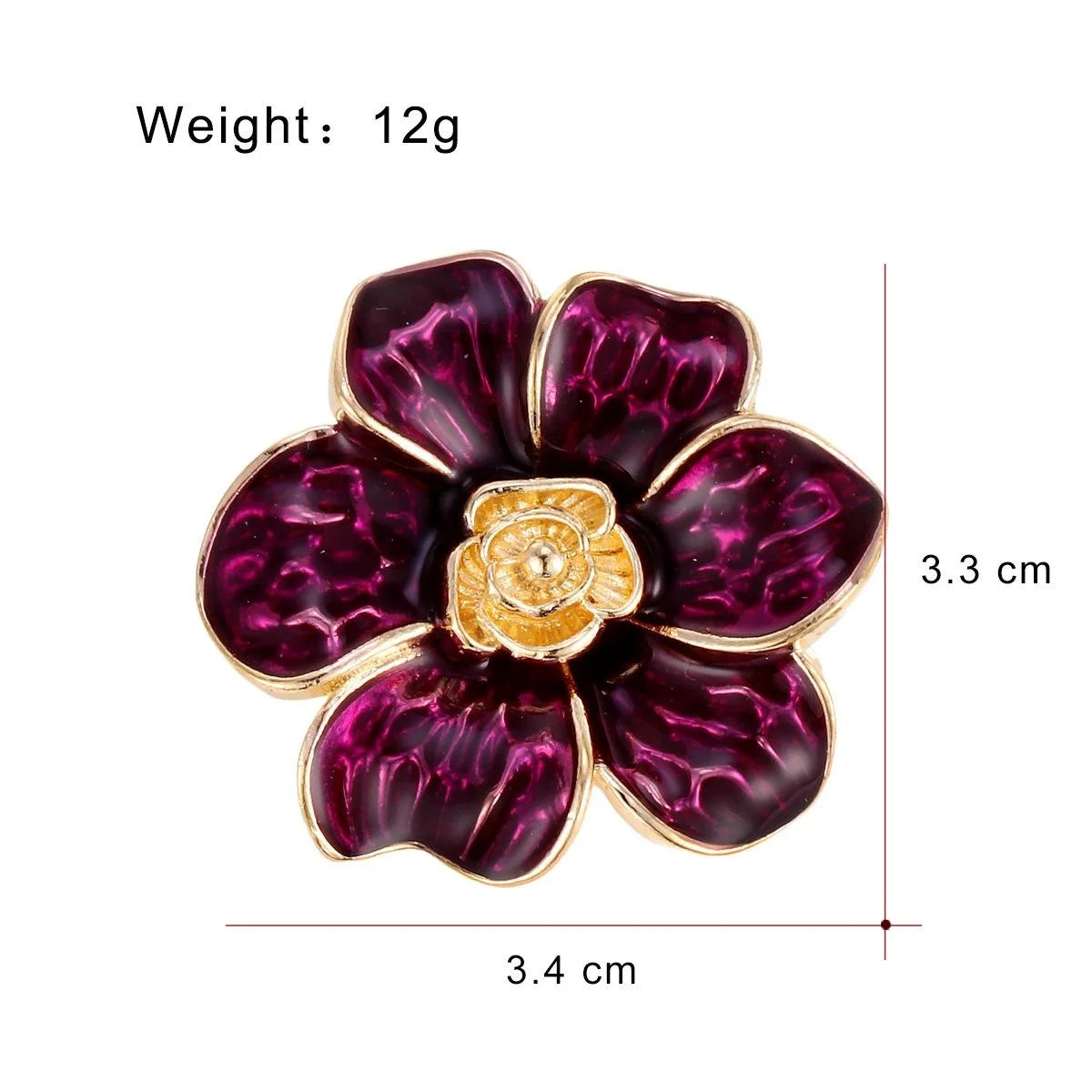 Elegant French Style Enamel Camellia Flower Brooch, Gold Tone Alloy Lapel Pin Corsage Suit Accessory Gift