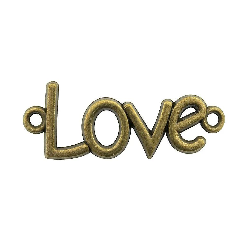 41x16mm 2.7g Multicolor Zinc Alloy Love Word Letter Connector Charm for DIY Bracelet Necklace Making
