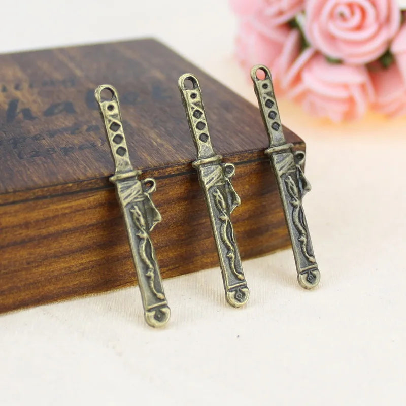 42x8MM Zinc Alloy Double Dragon Sword Charm Pendant for DIY Necklace Bracelet Jewelry Making