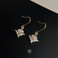Copper Ice Flower Star Zircon Drop Earrings Light Luxury Floral Geometric Women's Jewelry