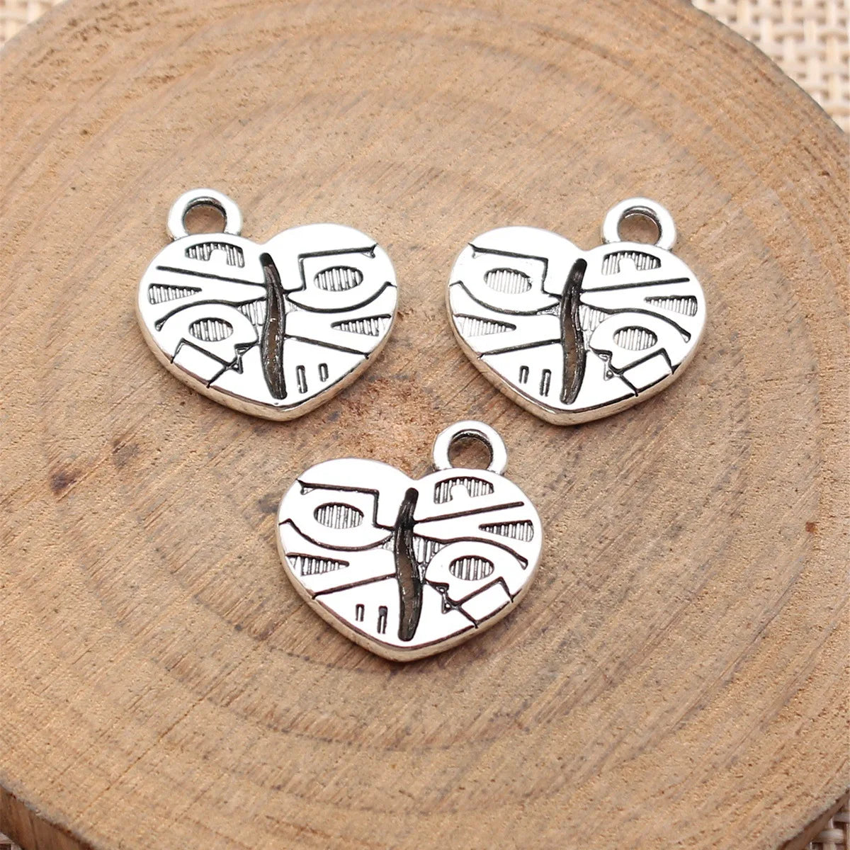 15x12mm 1.5g Antique Silver Zinc Alloy LOVE Heart Charm Pendant for DIY Necklace Bracelet Jewelry