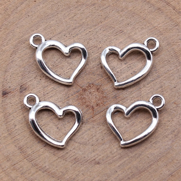 11x14mm 0.5g Antique silver tone zinc alloy hollow Heart charm pendant for DIY bracelet necklace making
