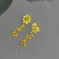 Summer Lemon Glass Crystal Acrylic Flower Tassel Chain Drop Earrings Forest Vacation Style