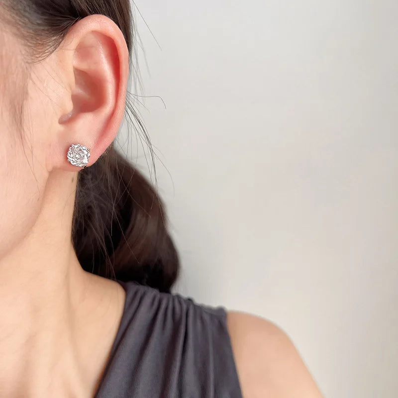 Elegant Spiral Disc Rose Cut Zircon Alloy Stud & Clip On No Piercing Women's Fashion Earrings