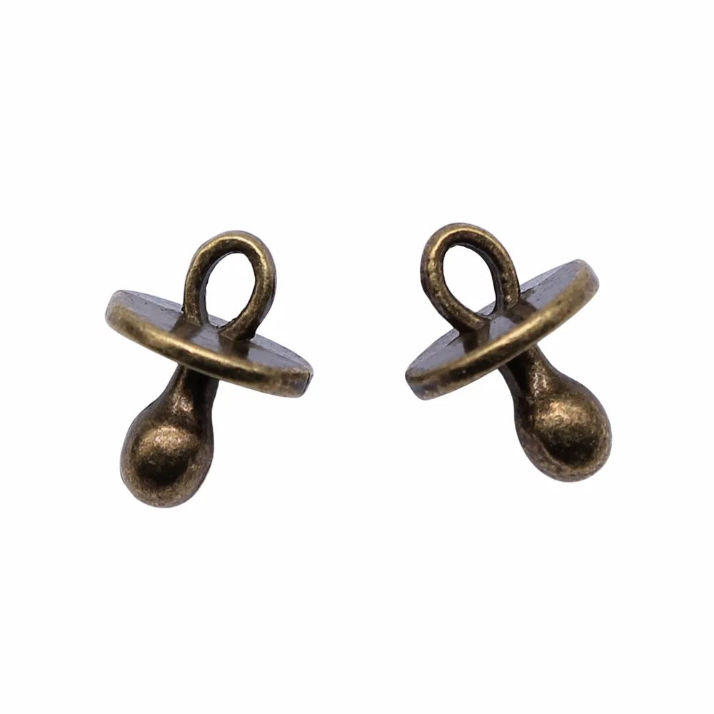 14x10mm 1.2g Multicolor Zinc Alloy Pacifier Charm Pendant for DIY Baby Shower Jewelry Making