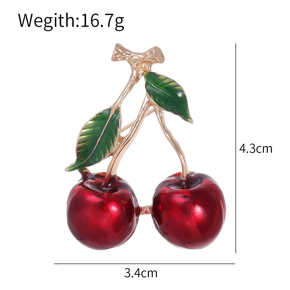 Elegant 3D Enamel Cherry Brooch Pin For Women, Fruit Lapel Pin Corsage Scarf Buckle Suit Accessory Gift