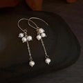 Luxury Freshwater Pearl Geometric Tassel Drop Earrings Handmade Irregular Fashion Jewelry