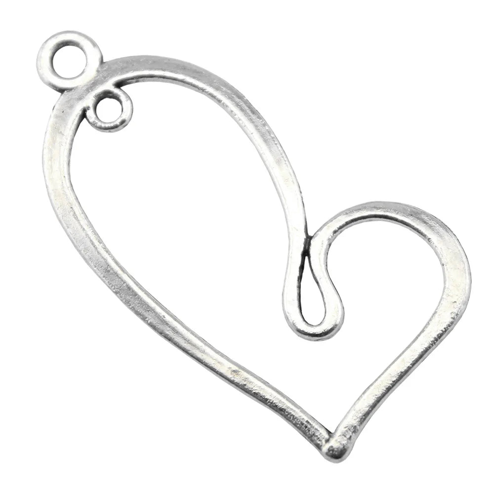 41x20mm 1.7g Antique Silver Zinc Alloy Long Heart Charm Pendant for DIY Necklace Bracelet Making