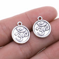 15x18mm 1.8g Antique Silver Zinc Alloy OM Symbol Tag Double Sided Charm Pendant for DIY Necklace Bracelet Jewelry