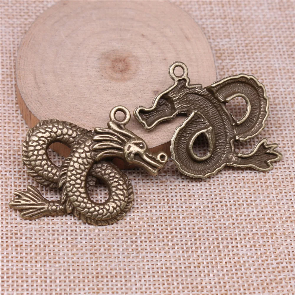 45x38mm 6.7g Zinc Alloy Dragon Charm Pendant for DIY Necklace Bracelet Jewelry Making