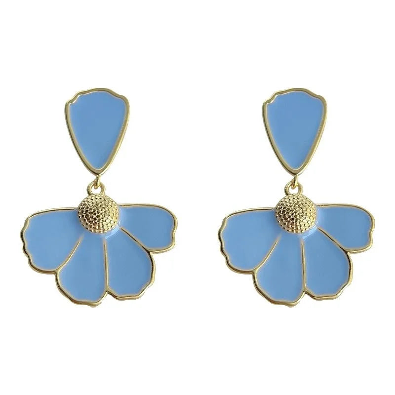 14K Gold Plated Copper Daisy Enamel Drop Earrings, Sweet Summer Vacation Floral Jewelry