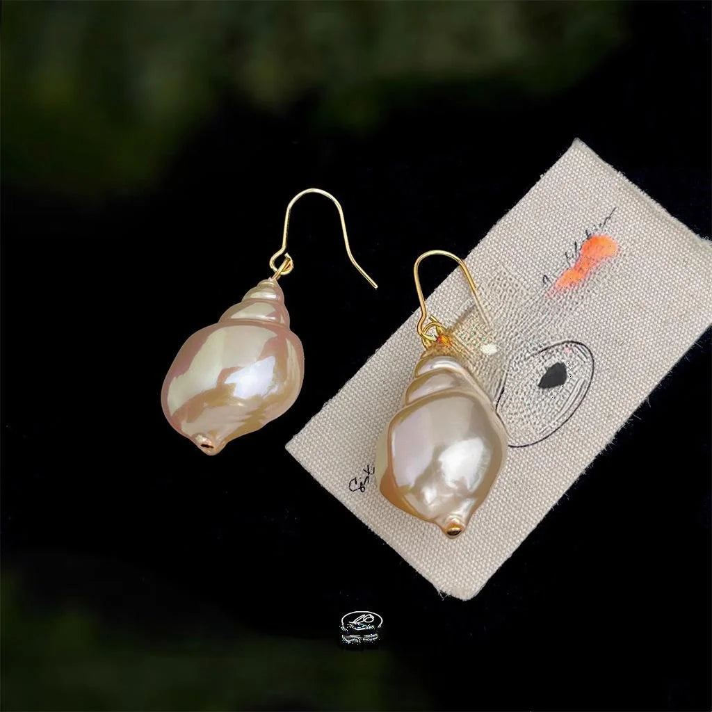 Light Luxury Resin Conch Shell Drop Earrings For Women Beach Vacation Geometric Jewelry