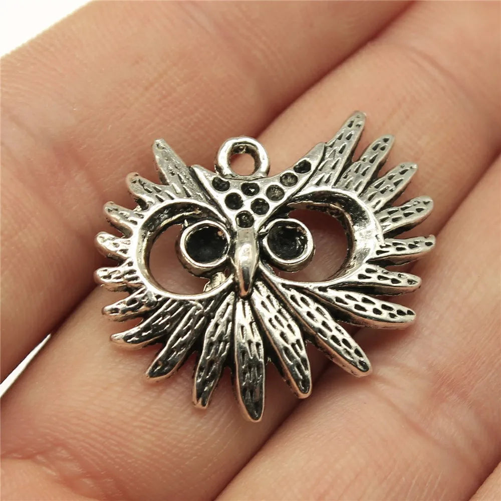 30x26mm 2.7g Antique Silver Zinc Alloy Owl Cat Charm Pendant for Necklace Bracelet Making