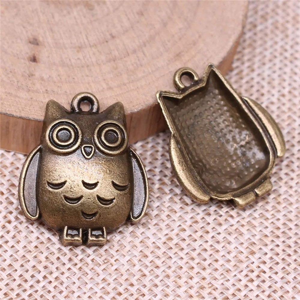 21x25mm 3.3g Zinc Alloy Owl Cat Charm Pendant for DIY Necklace Bracelet Jewelry Making