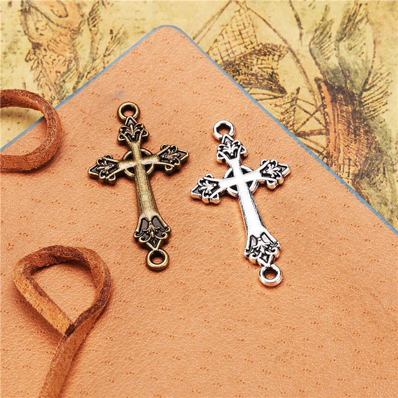 16x30MM Antique Silver Zinc Alloy Cross Charm Pendant for DIY Necklace Bracelet Jewelry Making