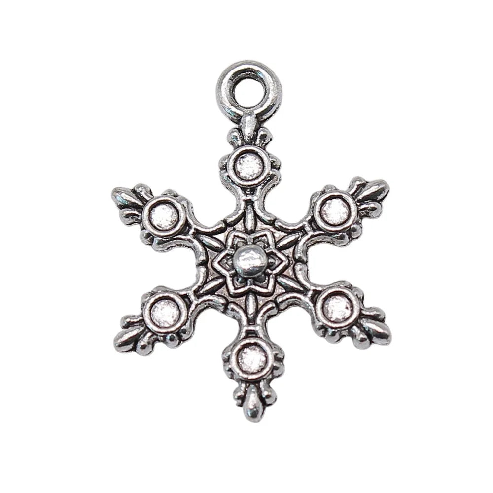 17x23mm 1.3g Antique Silver Zinc Alloy Snowflake Charm Pendant for DIY Christmas Jewelry Making