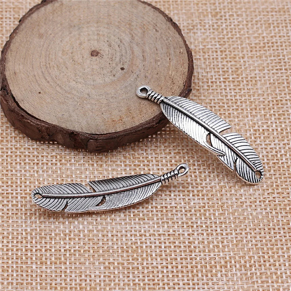 45x11mm 3g Multicolor Zinc Alloy Feather Connector Charm for DIY Bracelet Necklace Making