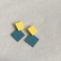 Cute Korean Enamel Copper Flower Stud Earrings With Silver Plated Posts For Women