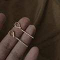 Irregular Korean Style 14K Gold Plated Copper Long Bar Stud Earrings And Micro Pave Zircon
