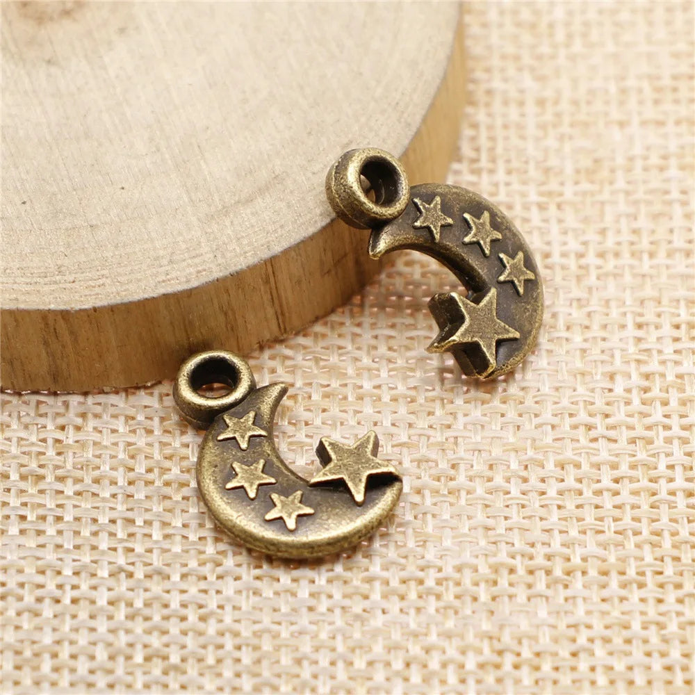 21x14x3mm 2.7g Multicolor Zinc Alloy Moon Star Celestial Charm Pendant for DIY Necklace Bracelet Making