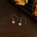 Handmade Freshwater Pearl Geometric Drop Earrings Vintage Ethnic Round Oval Design