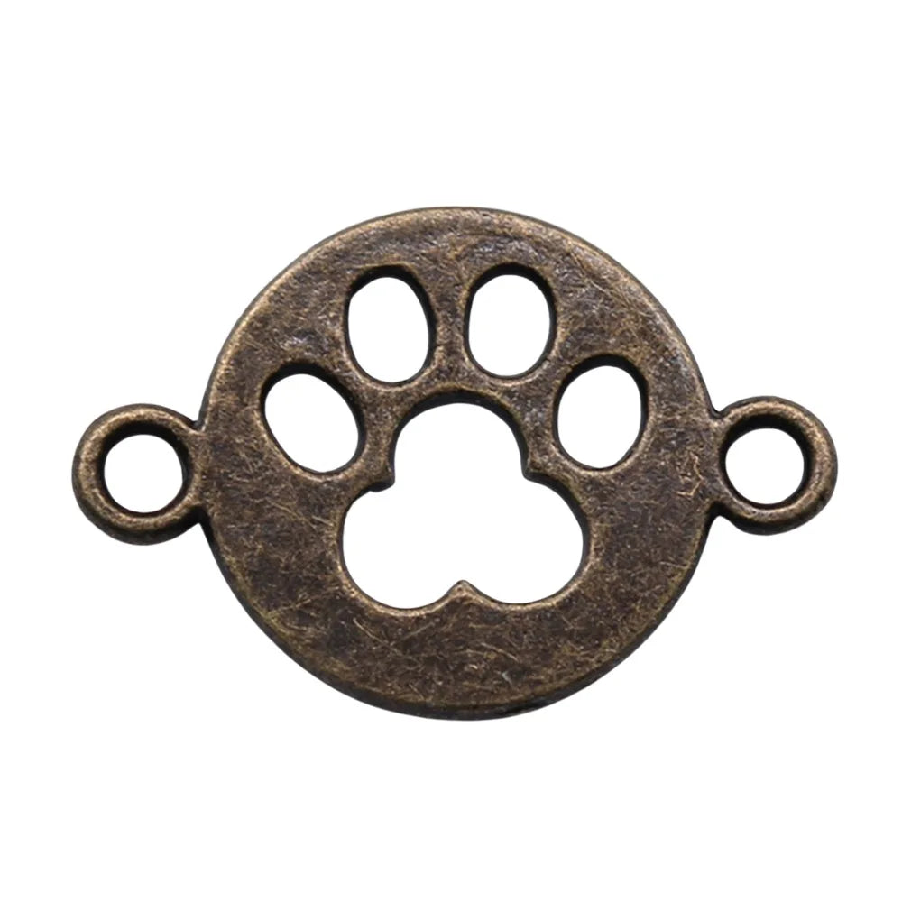 24x16mm 1.5g Multicolor Zinc Alloy Dog Paw connector charm for bracelet necklace DIY jewelry making