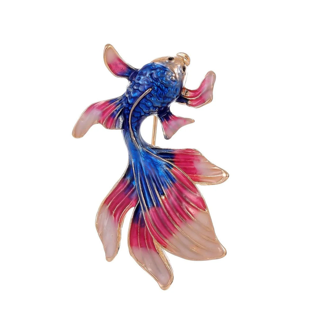 Elegant Chinese Style Enamel Goldfish Koi Brooch, Orange Alloy Animal Lapel Pin Corsage Gift