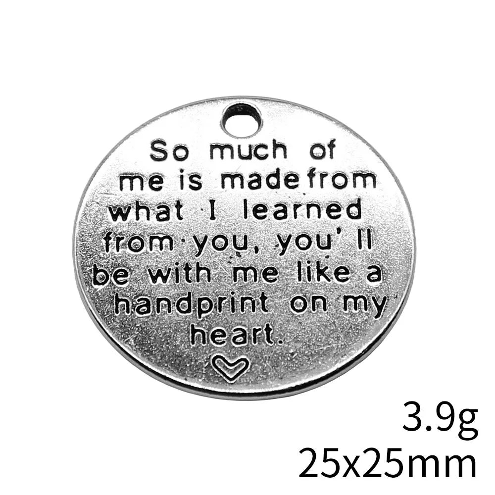 25x25mm 3.9g Antique Silver Zinc Alloy English Word Tag Charm Pendant for DIY Bracelet Necklace Making