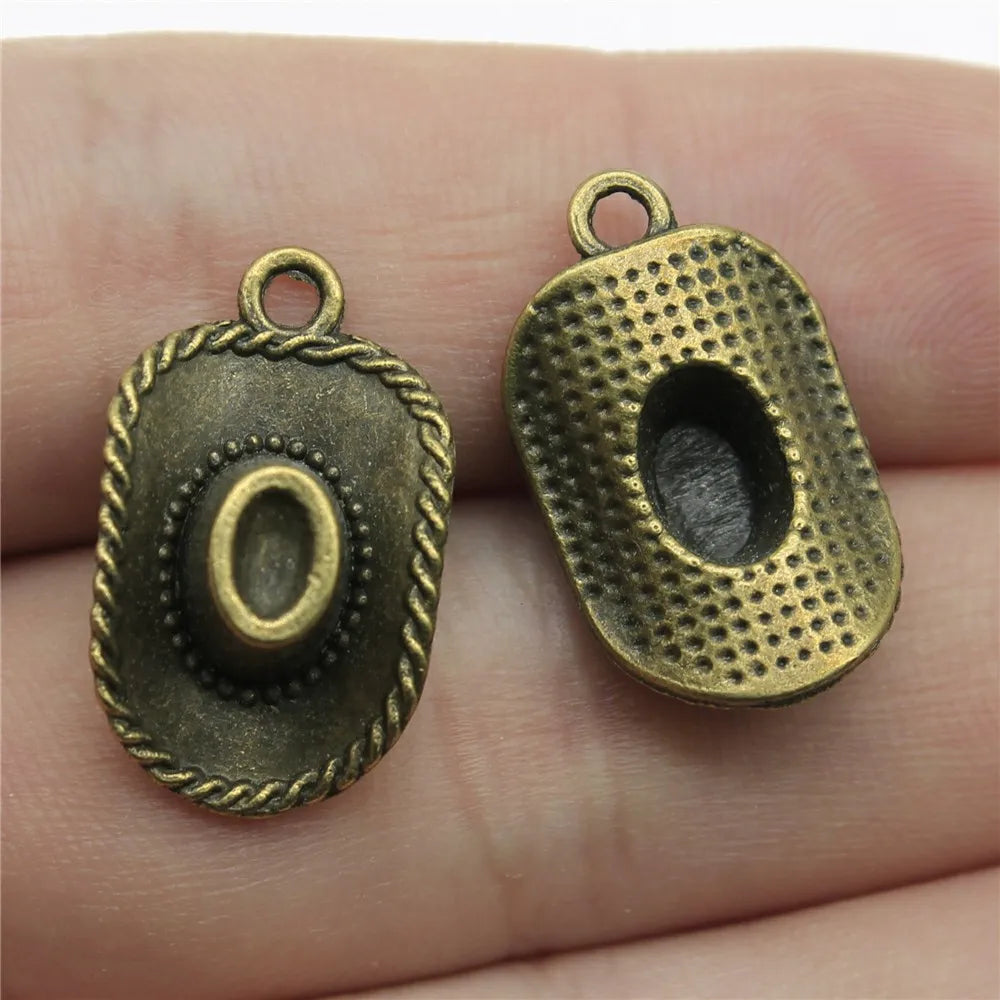 23x13mm 1.9g Multicolor Zinc Alloy Cowboy Hat Charm Pendant for Western Theme DIY Jewelry Making