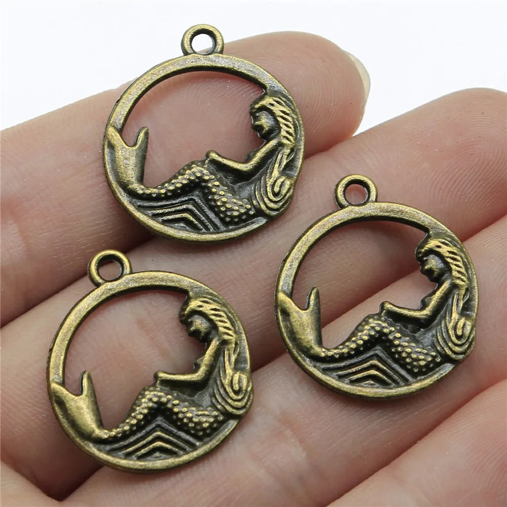 23mm 2.3g Multicolor Zinc Alloy Mermaid Charm Pendant for Ocean Theme Necklace Bracelet Making