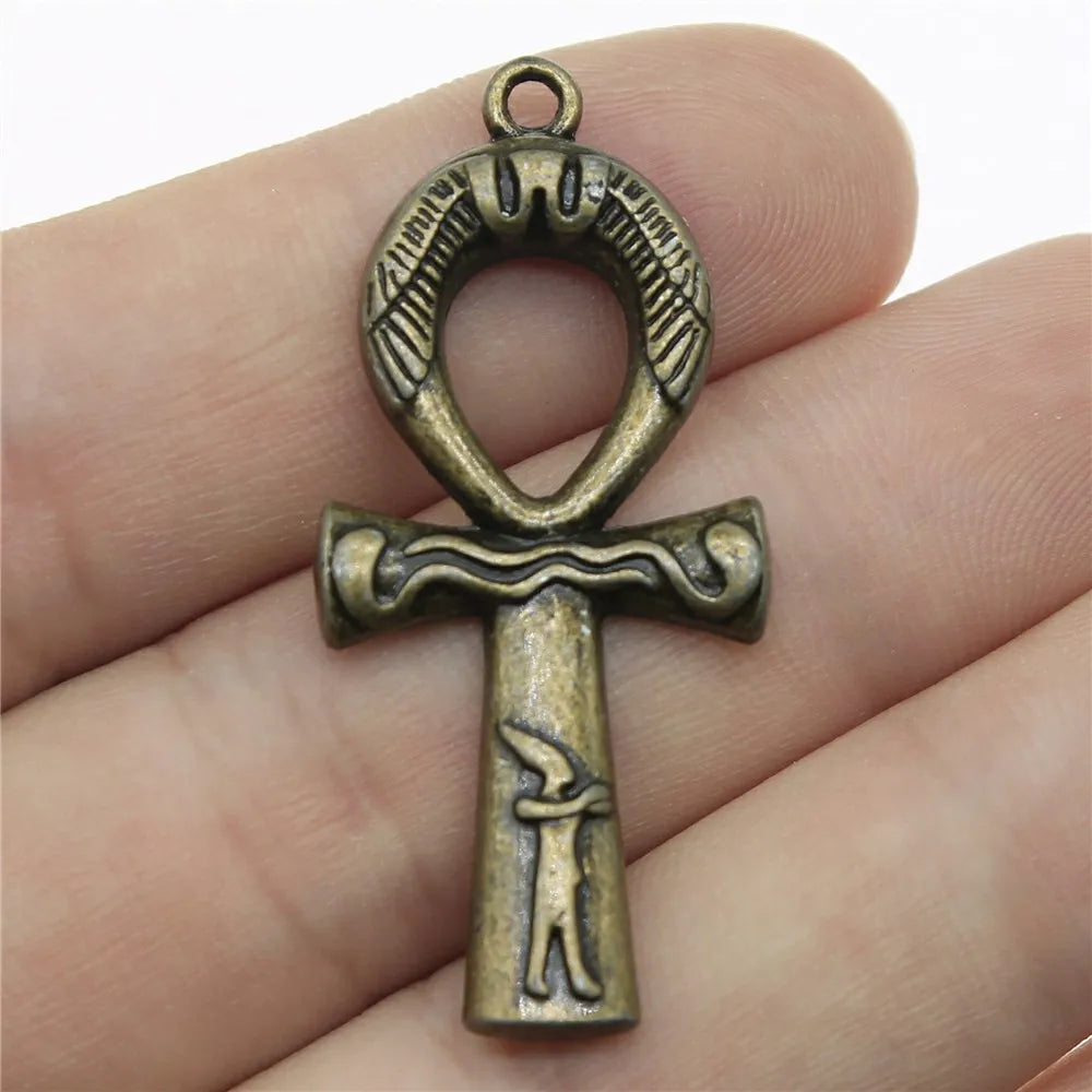 43x19mm 3.8g Multicolor Zinc Alloy Ankh Cross Charm Pendant for DIY Necklace Bracelet Making