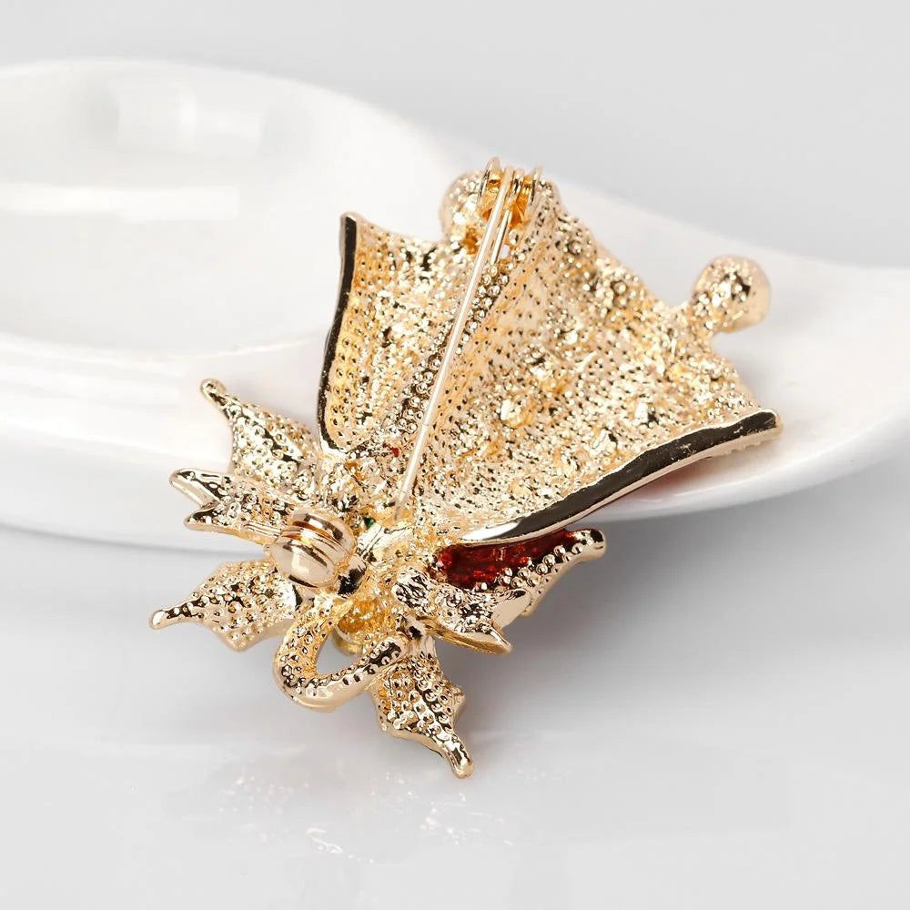 Luxury Christmas Bell Holly Enamel Alloy Rhinestone Brooch, Elegant Lapel Pin Corsage Suit Accessory Gift