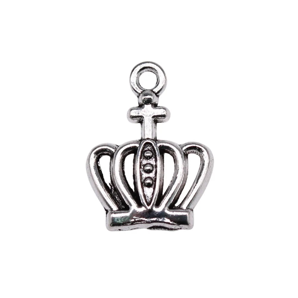 20x15mm 1.08g Antique Silver Zinc Alloy Crown Charm Pendant for DIY Necklace Bracelet Jewelry Making