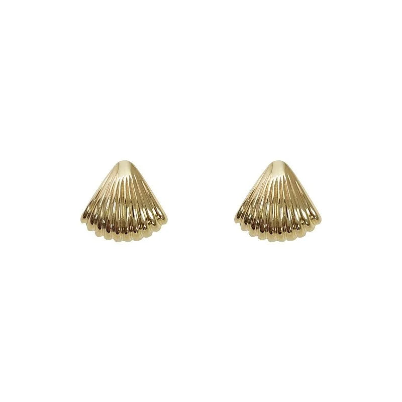 14K Gold Plated Copper Shell Geometric Stud Earrings Elegant Fashion Jewelry