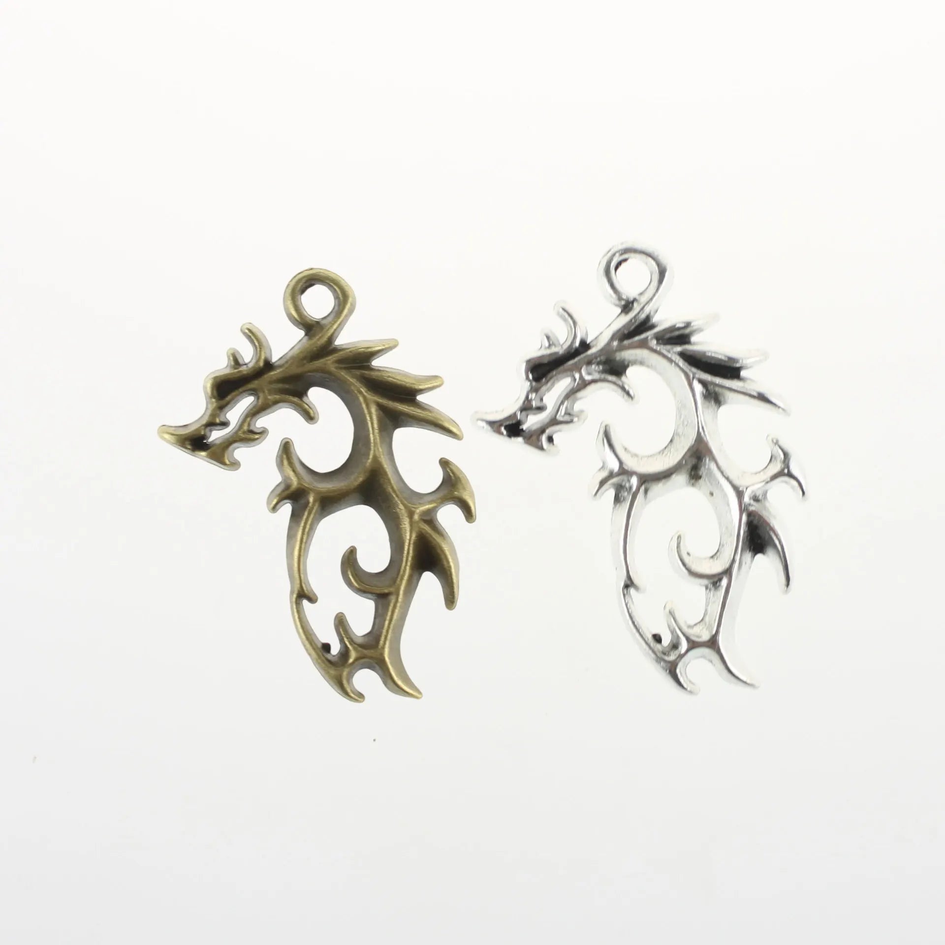 41x26MM Antique Silver Zinc Alloy Flame Dragon Charm Pendant for DIY Necklace Bracelet Jewelry Making