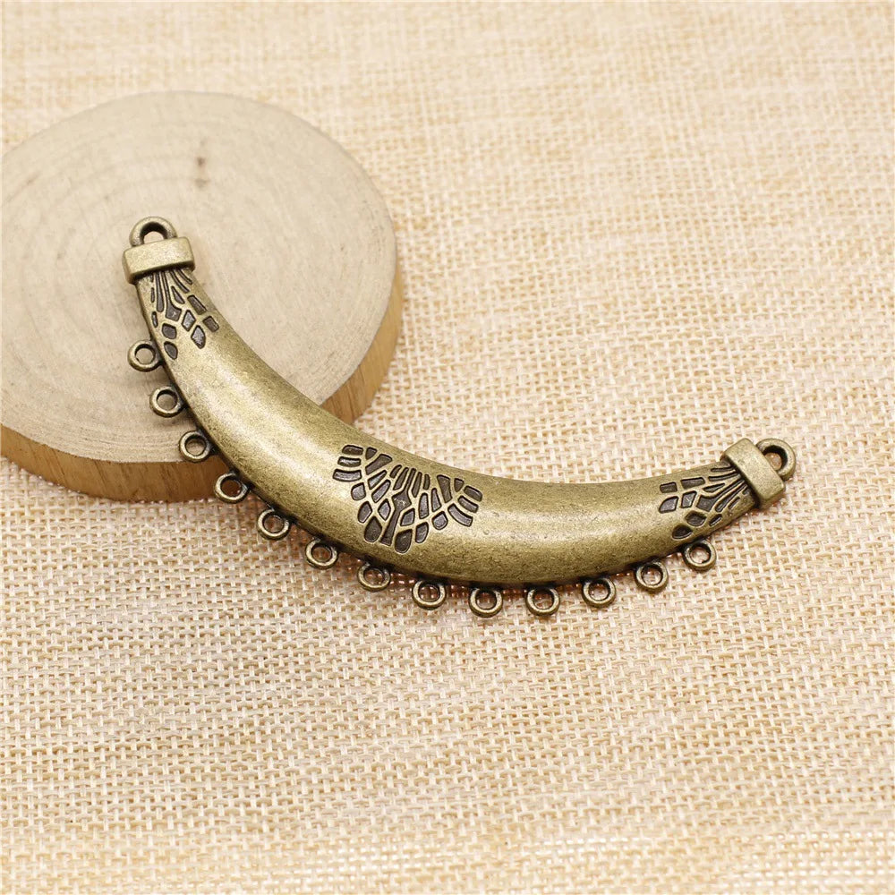 95mm 15.8g Multicolor Zinc Alloy Curved Necklace Connector Charm for DIY Jewelry Making