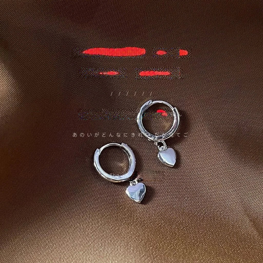 2025 New Minimalist Silver Plated Copper Heart Drop Earrings Mini Cute Jewelry
