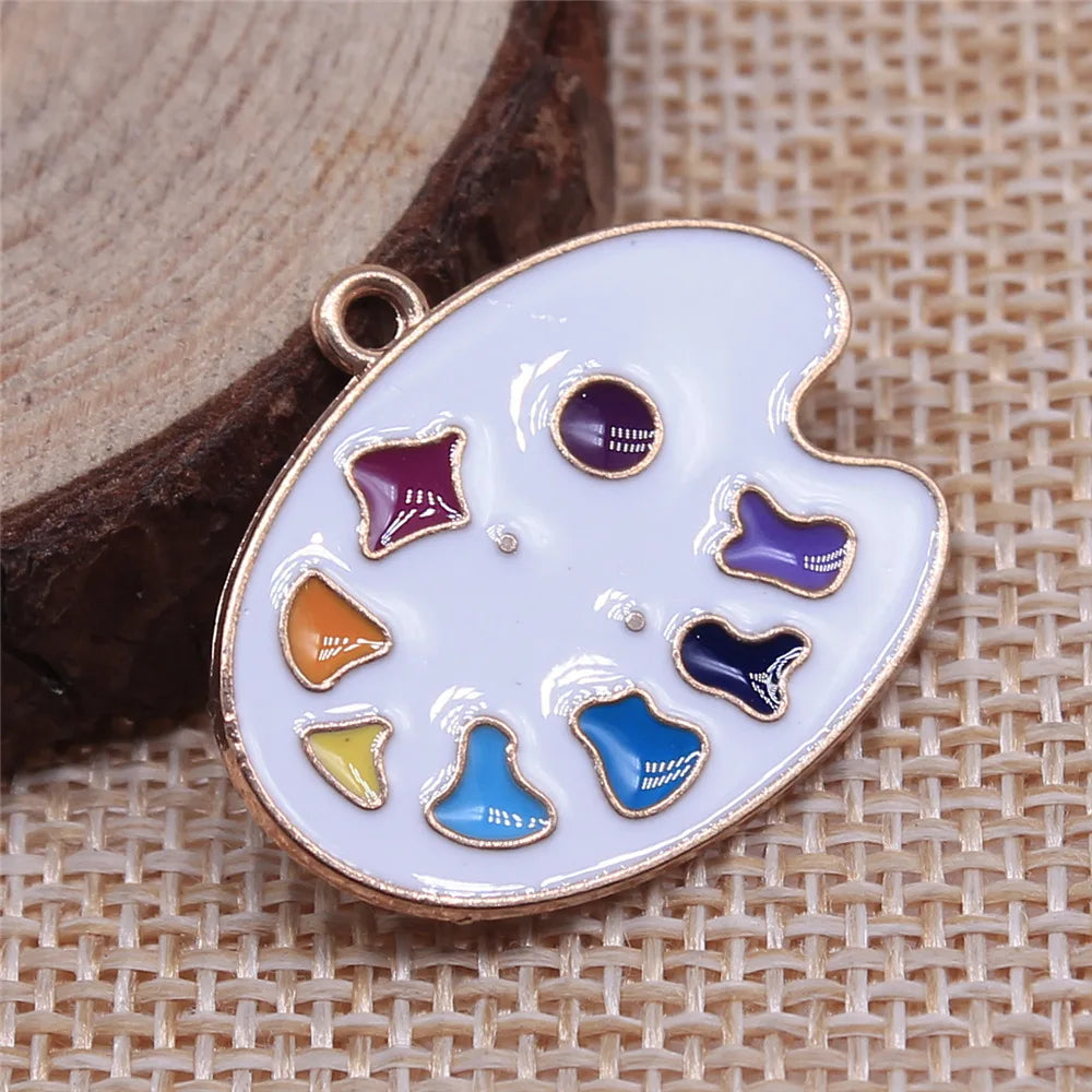 28x23mm 2.5g KC Gold Zinc Alloy Paint Palette Charm Pendant for DIY Artist Theme Jewelry Making
